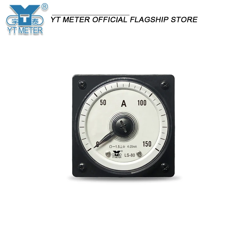 

LS-80 Analog Ammeter with 4-20mA input, 15A, 30A, 150A, 750A, wide-angle 240-degree pointer, DC