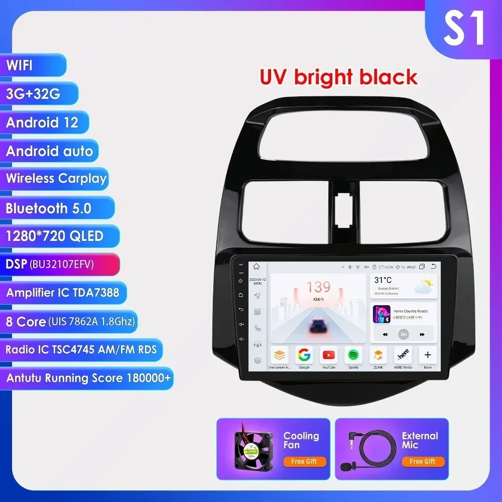 Hizpo Android 13 Autoradio Multimedia Voor Chevrolet Spark Beat Matiz Creatieve 2010-2014 Navigatie GPS Video Player 8 Core 7862 - afbeelding 1