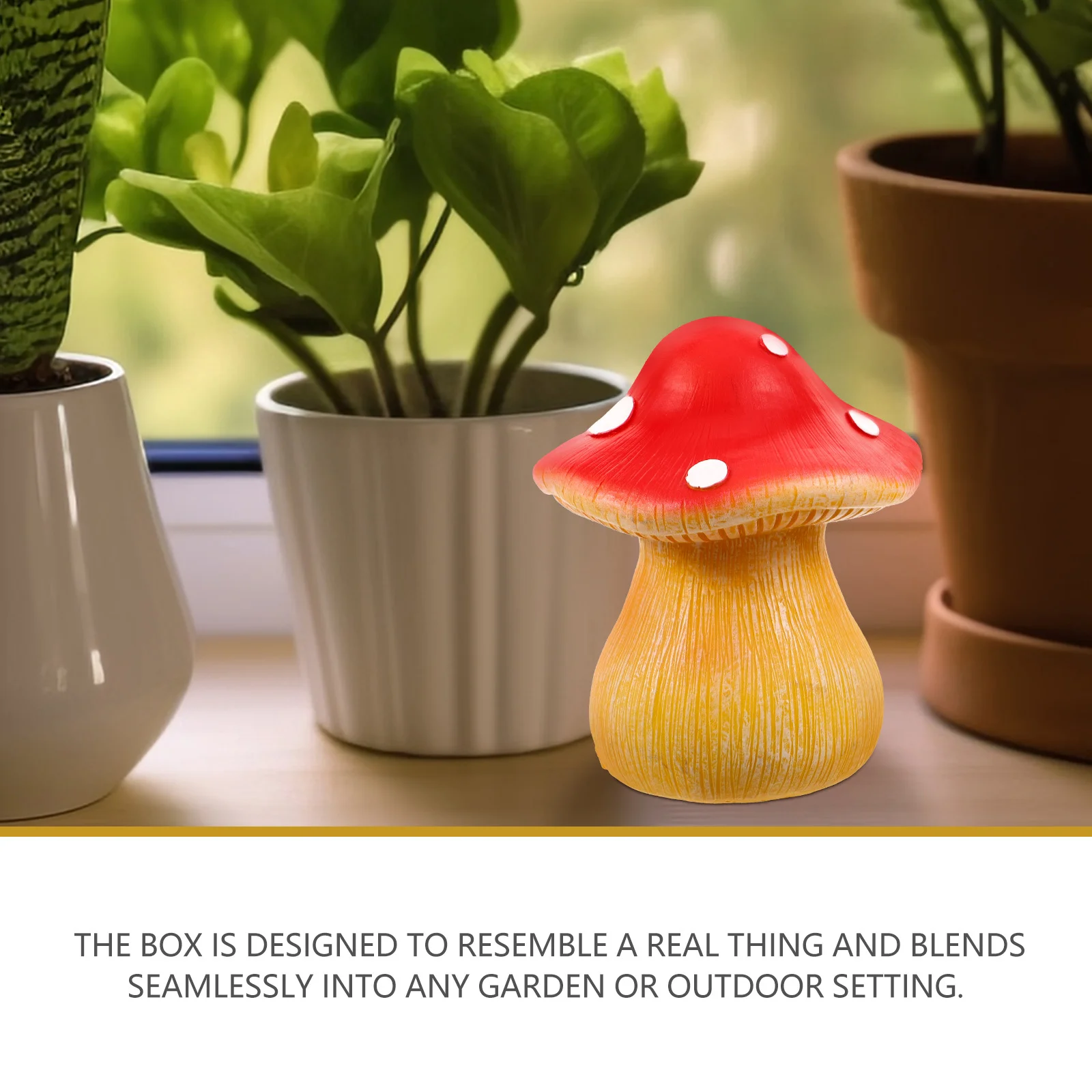 صندوق مفاتيح الفطر مقلد الراتنج مفتاح مخفي في الهواء الطلق حديقة الديكور تخزين للمنزل ساحة مخبأ قفل آمن الحاويات #3