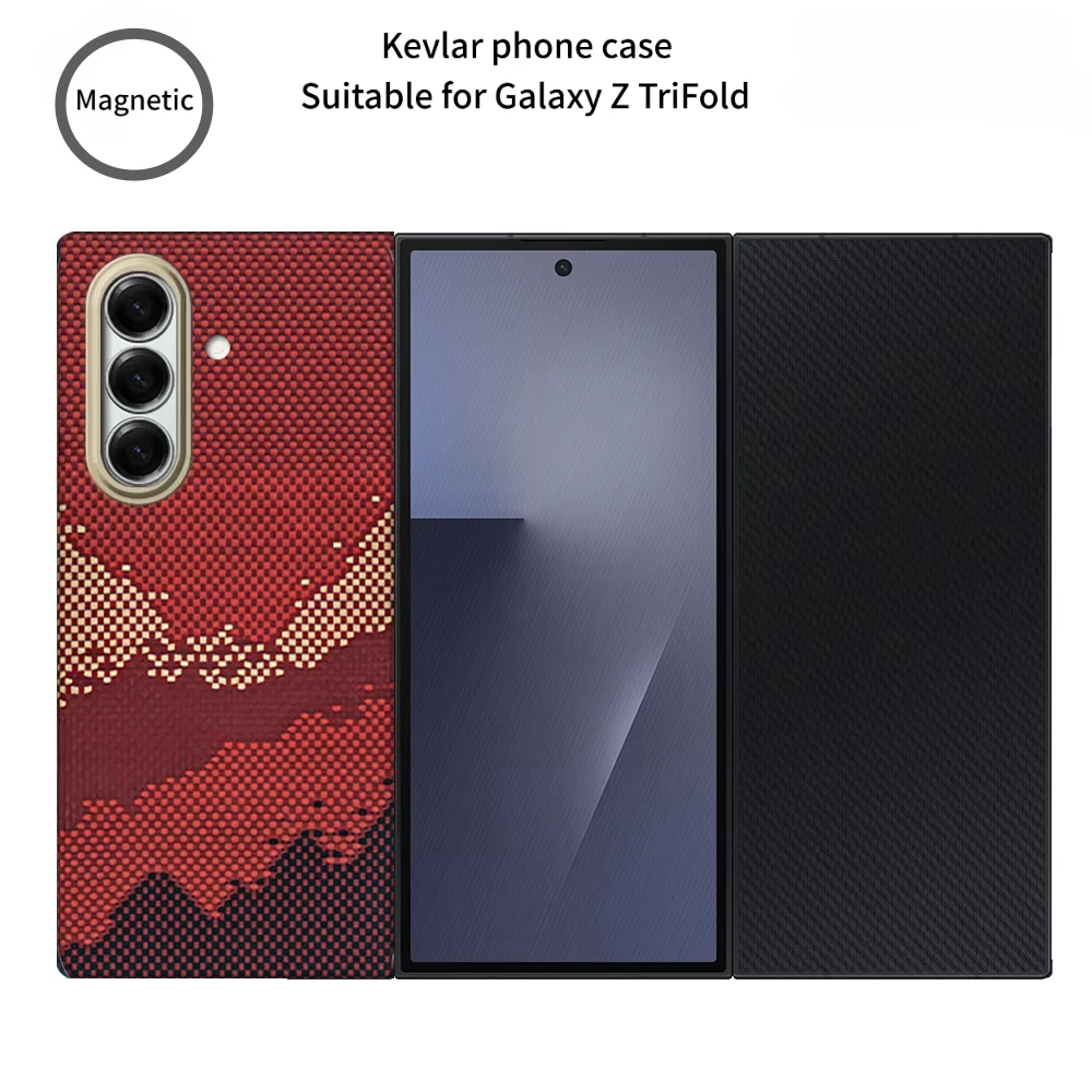

New ZTriFold Kevlar phone case with hinge, carbon fiber triple fold magnetic suction, ultra-thin aramid fiber