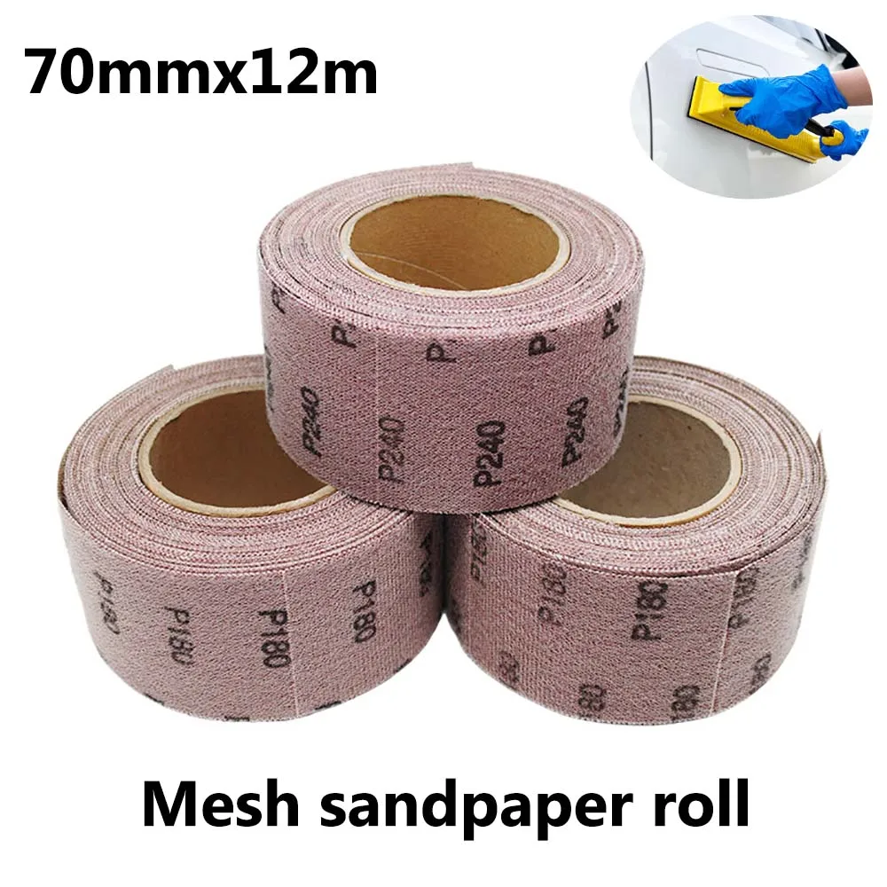 

70MMx12M Mesh Sandpaper 80-800 Grits Mesh Sand Roll Dust Free Net Sander Anti-Blocking Sandpaper Rolls For Drywall Car Metal