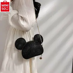 MINISO New Trendy Versatile Mickey Cartoon Anime Crossbody Bag Student Sweet and Cute Chain Handheld Shoulder Bag