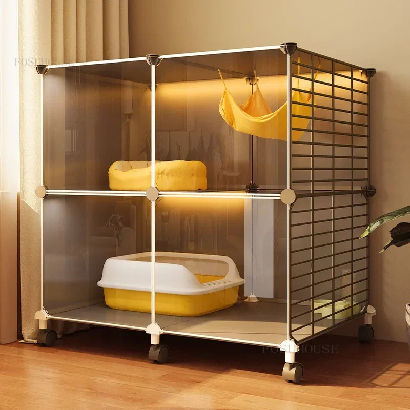 

Minimalist Wrought Iron Cat Cages Household Indoor Cat House Does Not Take Up Space Light Luxury Small Apartment Cage for Cats