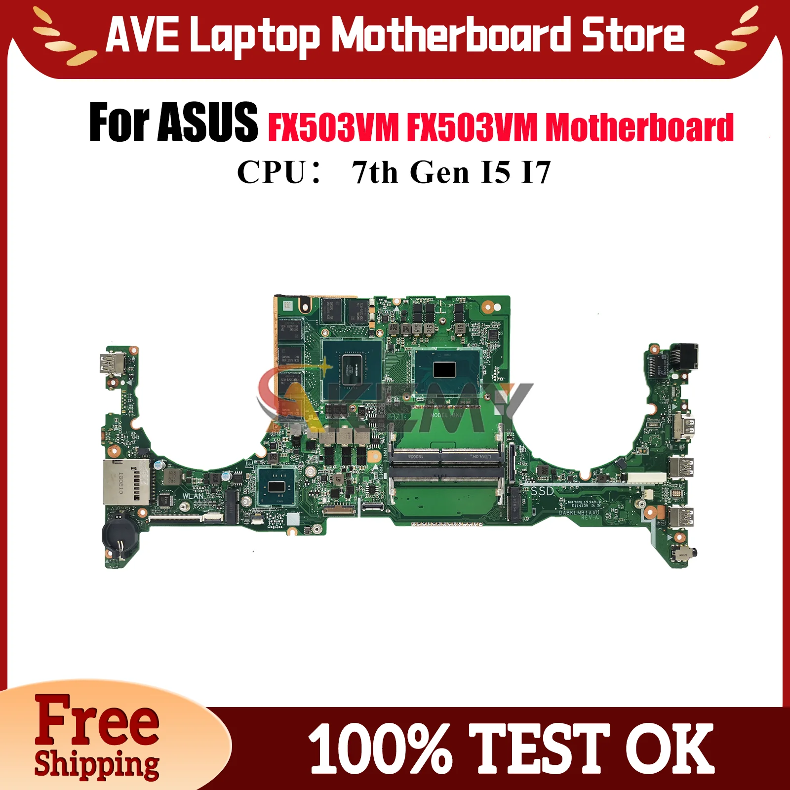 

Материнская плата для ноутбука FX503VM для ASUS TUF Gaming FX503V FX503VM, материнская плата для ноутбука с процессором I5 I7, 100% тестирование, ОК, быстрая доставка stk