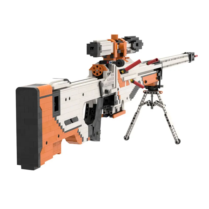 2000PCS Technical AWM Sniper Rifle Building Block CSGO Emissibility Assemble Bricks MOC Gun Toy Gift For Adult Military Fan