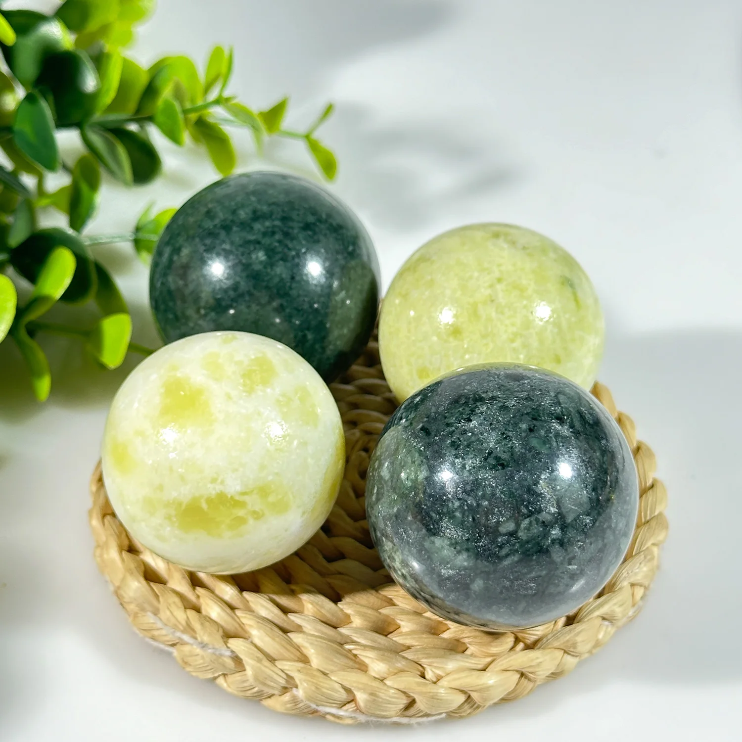 2PCS Natural Jade Fitness Handball,Tai Chi Ball, Massage and Health Care,Nü Wa Stone,Strong Magnetic Therapy Fitness Handball