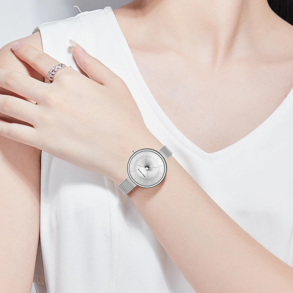 MINI FOCUS 0331 Jam Tangan Wanita Fashion Quartz Tahan Air Desain Minimalis Tali Baja Jam Tangan Elegan untuk Wanita relojes de mujer