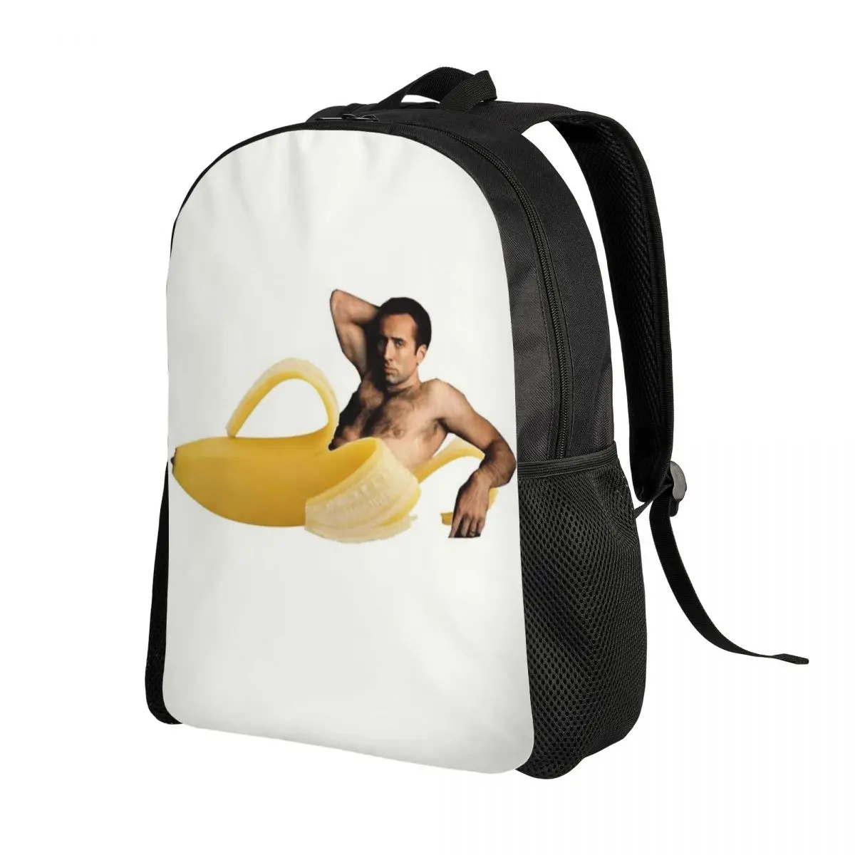 Nicolas Cage In A Banana Backpack for Women Men Waterproof College School Funny Meme Bag Print Bookbag