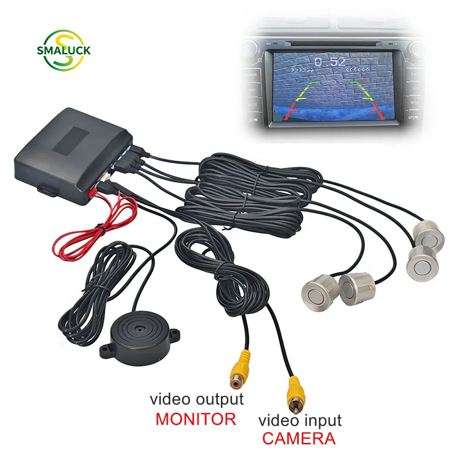 SMALUCK Car Reverse Video Parking Radar Sensor Rear View Backup Security System Sound Buzzer Alert Alarm for Camera Car Monitor