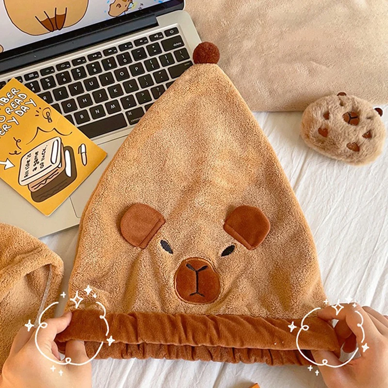 1Pcs Capybara Hair Drying Hat Quick-dry Hair Towel Cap Water Guinea Pig Hat Bath Hat Towel Cap Super Absorption Hair Dry Cap