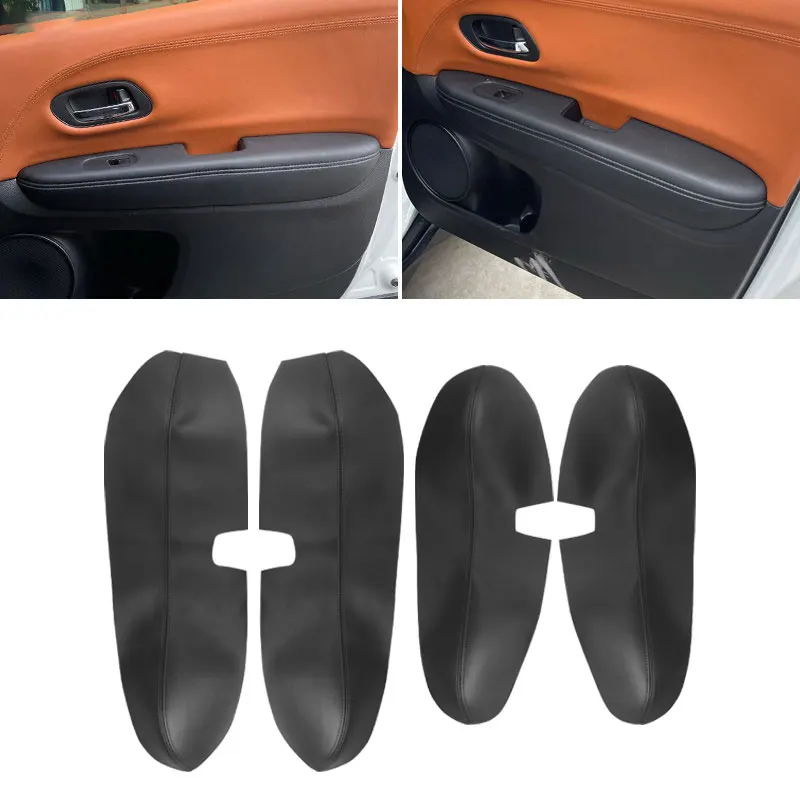 Soft Leather Door Armrest Panel Protective Cover, Wear‑Resistant Interior Trim Fit Honda HR‑V Vezel XRV