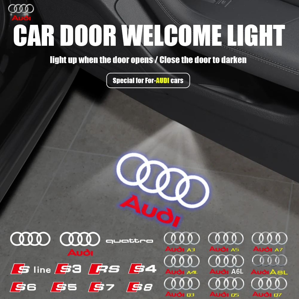 Para audi a3 8v 8p a6l a5 a7 q3 q5 q7 a4 b5 b6 b7 b8 a1 rs tt s3 s6 sline quattro porta do carro hd luz de boas-vindas lâmpada do projetor laser