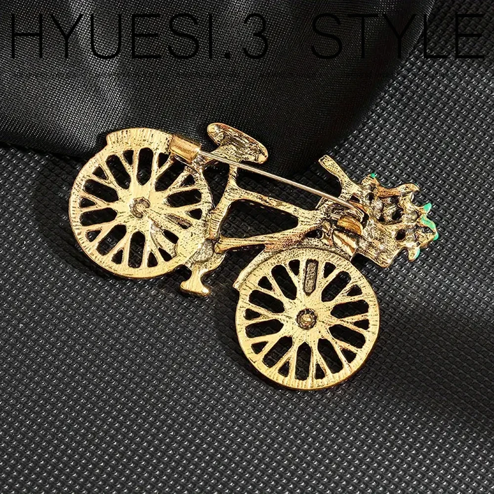 Creative Bicycle Shaped Brooch Colorful Full Rhinestone Lapel Pins Badge For Women Dress Sweater Clothing Decorative Accessories