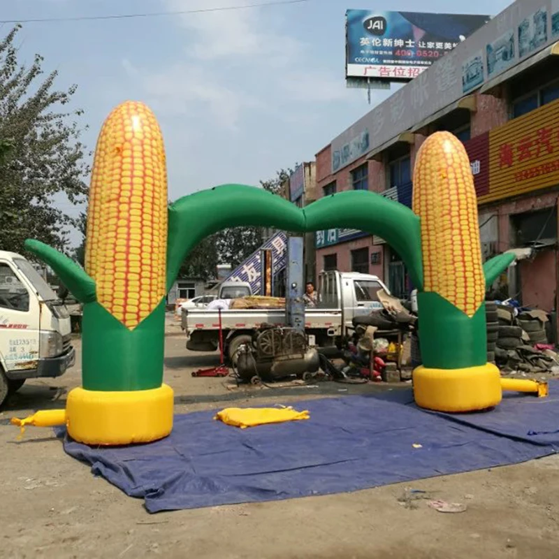 Modelo inflable de arco de mascota de dibujos animados de columna de modelo de aire de semilla de maíz