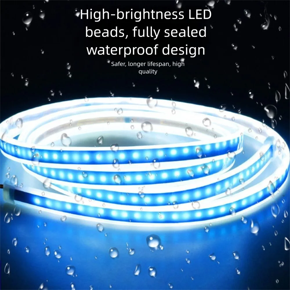 Waterproof Dynamic Meteor Car Hood Lights Strip Flexible 12V Engine Hood Guide Light Cuttable LED Strips with Start Scan Meteor