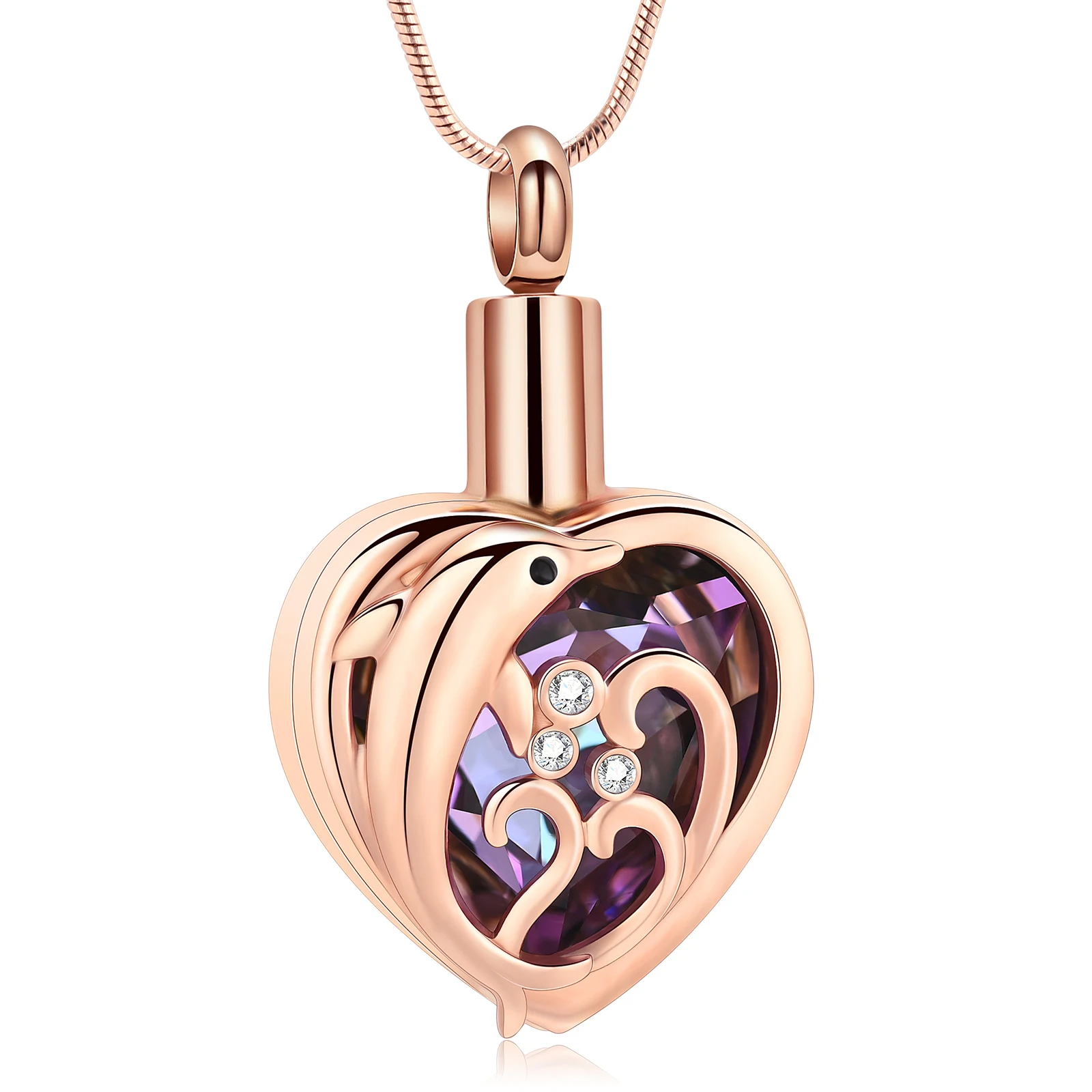 Heart Shape Dolphin Crystal Cremation Urn Jewelry Necklace cremation Jewelry for Ashes Customizable Keepsake Pendant