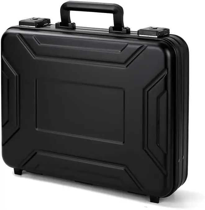 Briefcase for Men, Locking Aluminum Case, Large Suitcase for Valuables, UAV/Gun Cases, Display Box, Lockbox for Money, with Remo