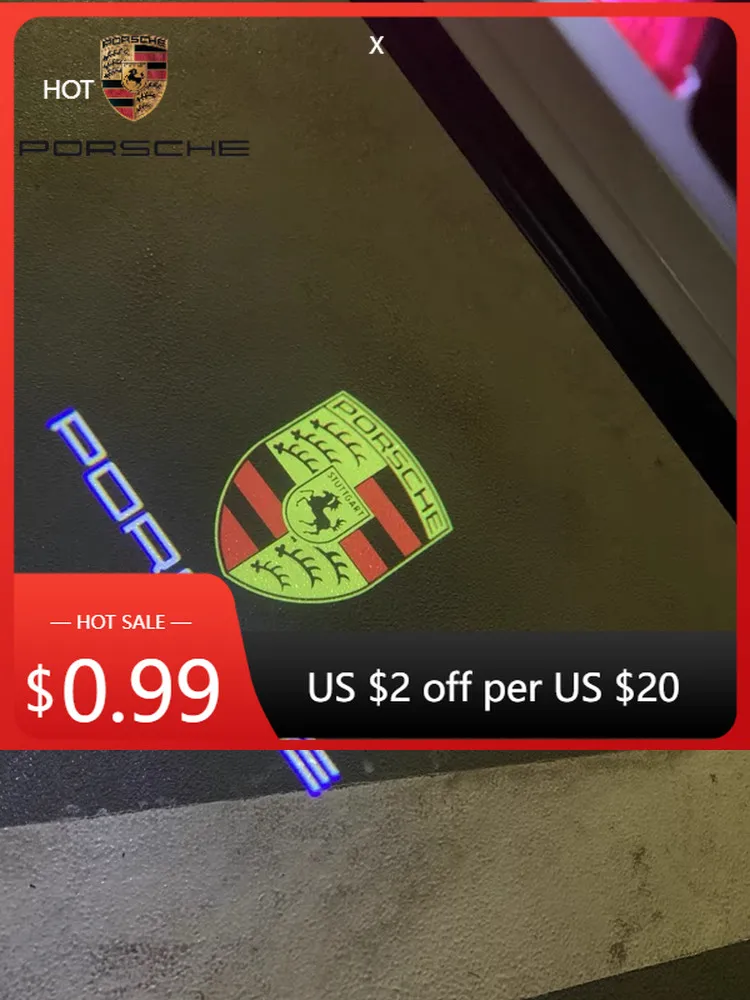 

Наклейка на автомобиль для Porsche, 2 шт., светодиодная лампа для проекции логотипа на дверь, лазерный проектор, декоративная лампа для Porsche Macan 95B