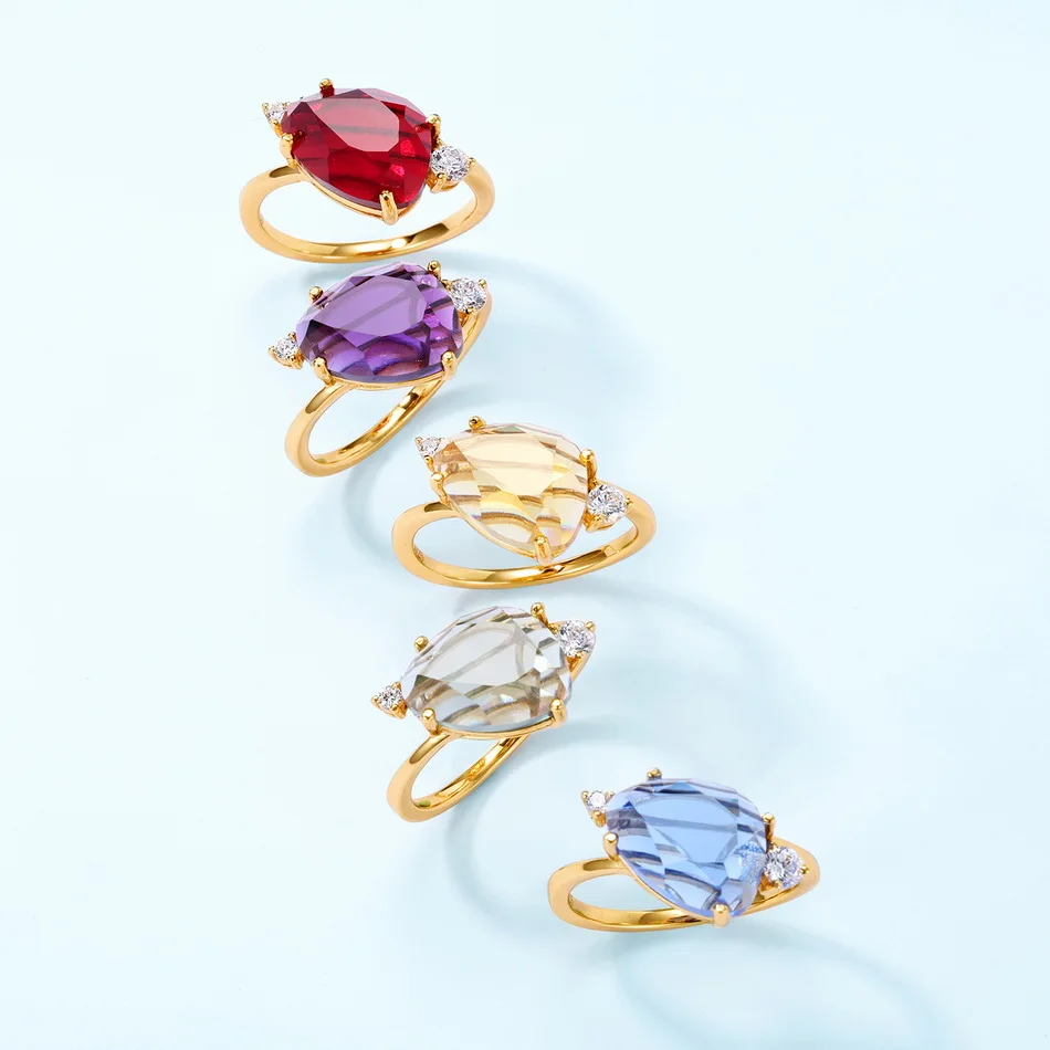 

ALLNOEL 925 Sterling Silver Rings For Women Amethyst Kyanite 9*12mm Crystal Colorful Gemstone Wedding Gift Jewelry Wholesale