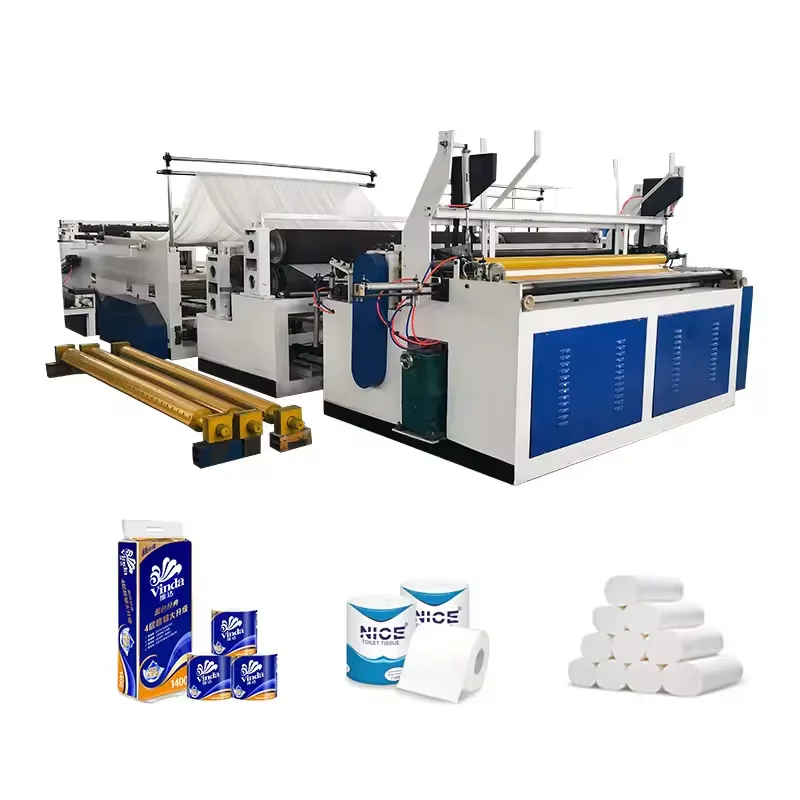 Automatic Toilet Paper Making Machine Small Roll Rewinding Cutter Line Toilet Tissue Machine For Mini Paper Factory Use