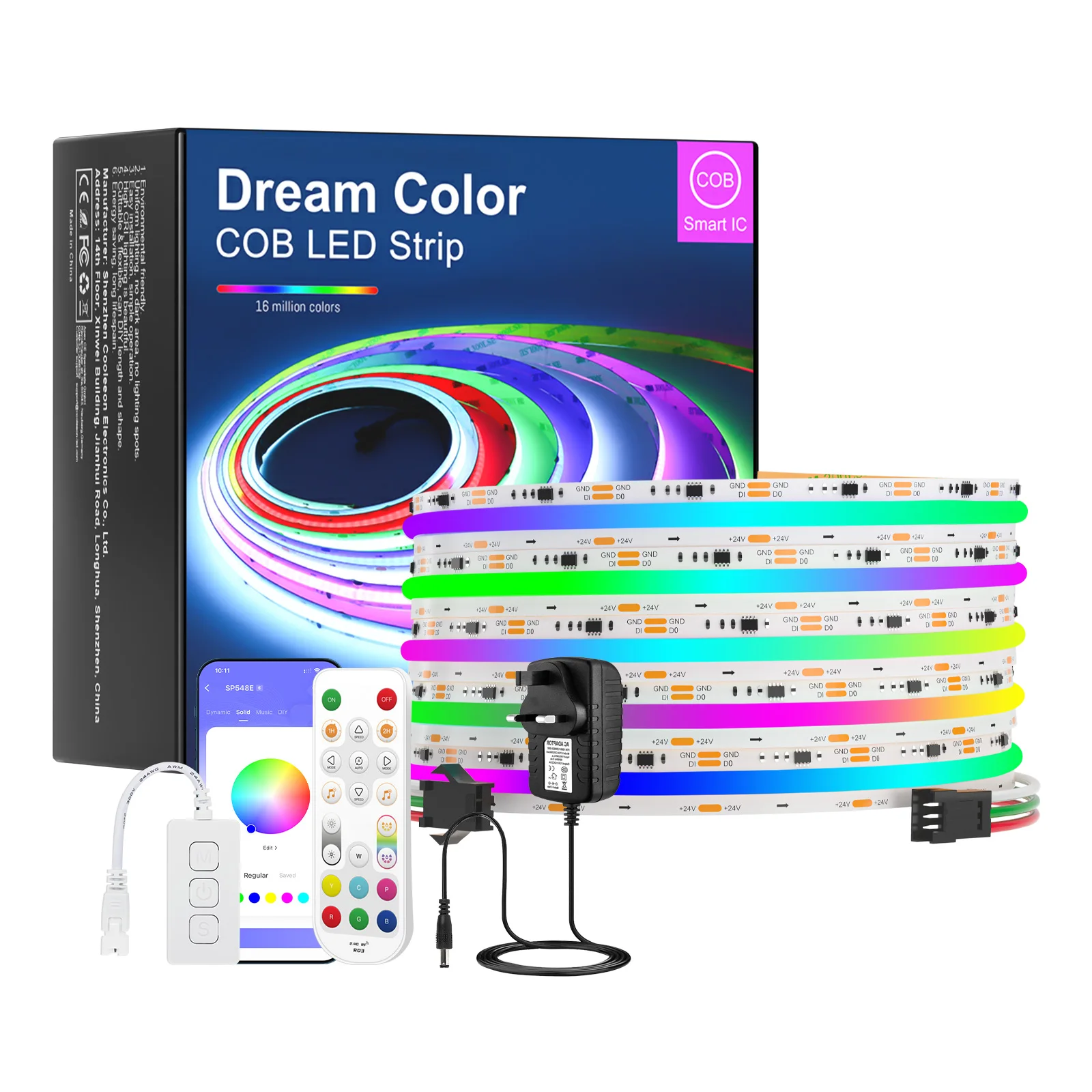 RGBIC COB LED Strip 12V 24V Addressable WS2811 Strip Light Full Dream Color Pixel LED Strip Light Colorful for Room Decor