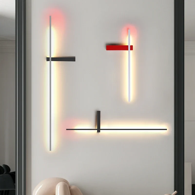 Imagem -05 - Jmzm Ambiente Quente Luz Nordic Moderna Longa Tira Lâmpada de Parede Simples Led Arandela Lâmpada para Sala Estar Escada Corredor Quarto Lâmpada