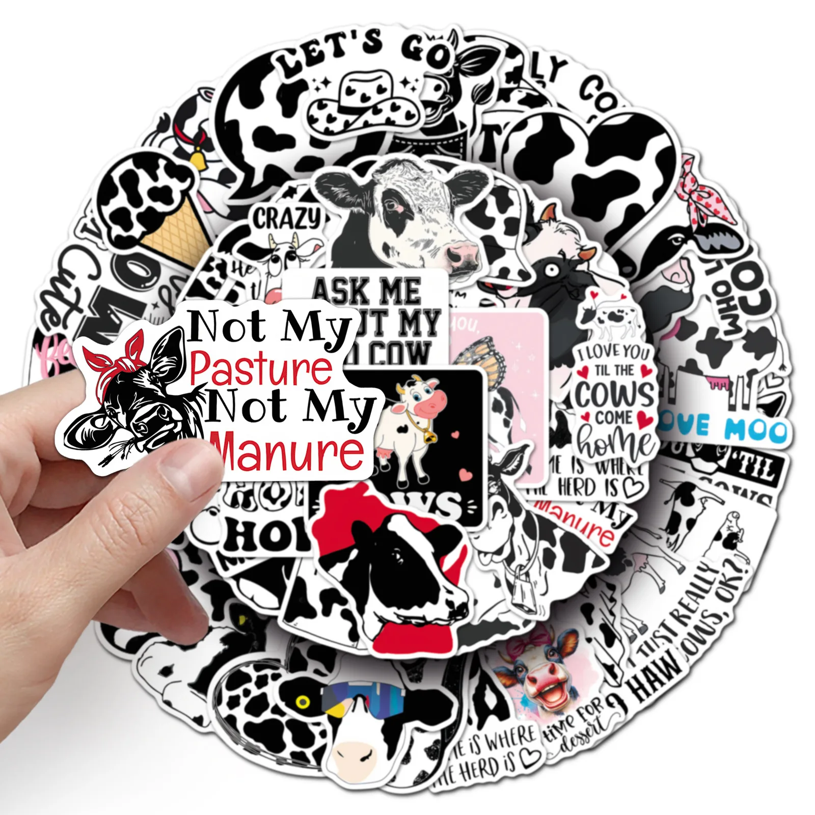 10/50PCS Cartoon Cute Cow Fun Sticker DIY Decoration Mobile Phone Case Notebook Water Cup Waterproof Toy Gift Sticker