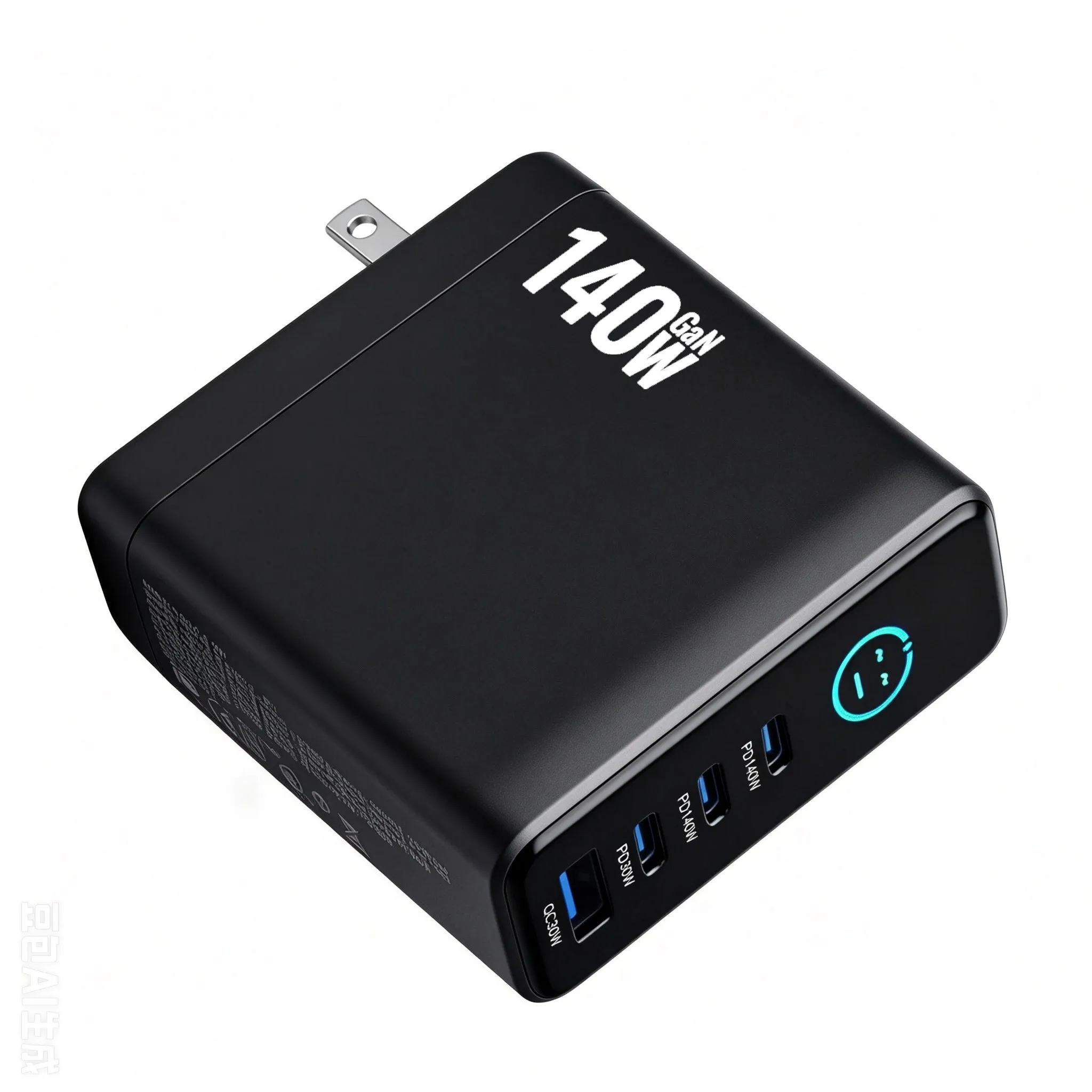 新型140w-gan急速充電器-4ポート-スマートデジタルディスプレイ-pd-qcプロトコル対応-汎用旅行用充電器（スマホ・ノートパソコン対応）