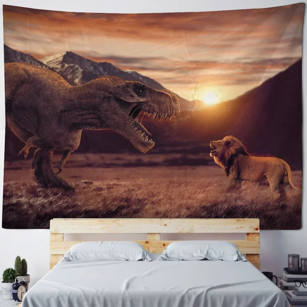 Animal lion tapestry wall hanging printed hanging cloth Forest King wall art decoration Bedroom and living room tapestry