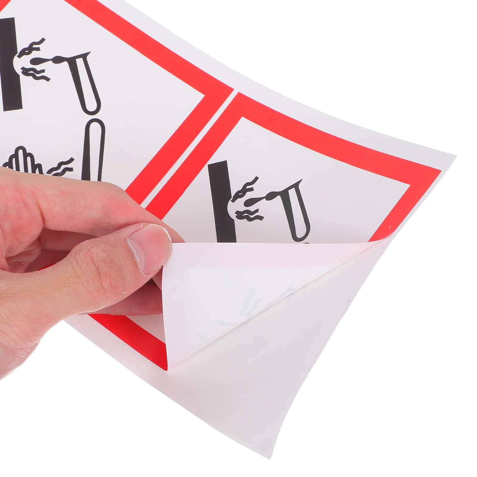 5Pcs Corrosive Safety Sign Stickers Self Adhesive Warning Caution Labels Chemical Material Identification Safety Decals Hazmat