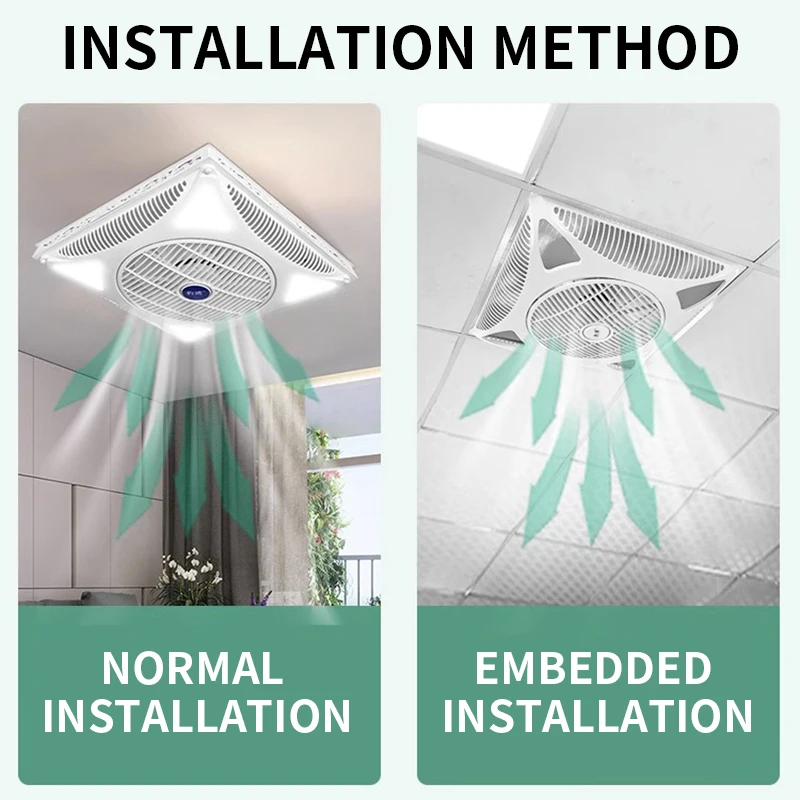 Ceiling circulation fan Roof embedded ceiling fan Gypsum board integrated ceiling fan remote control mute