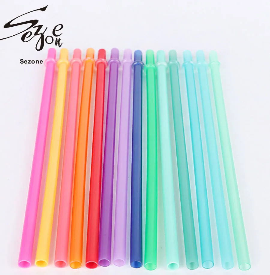 

10pcs/lot 24cm Colorful Reusable Plastic Curved Drinking Straws Wedding Party Bar Drink Accessories Birthday reusable straw