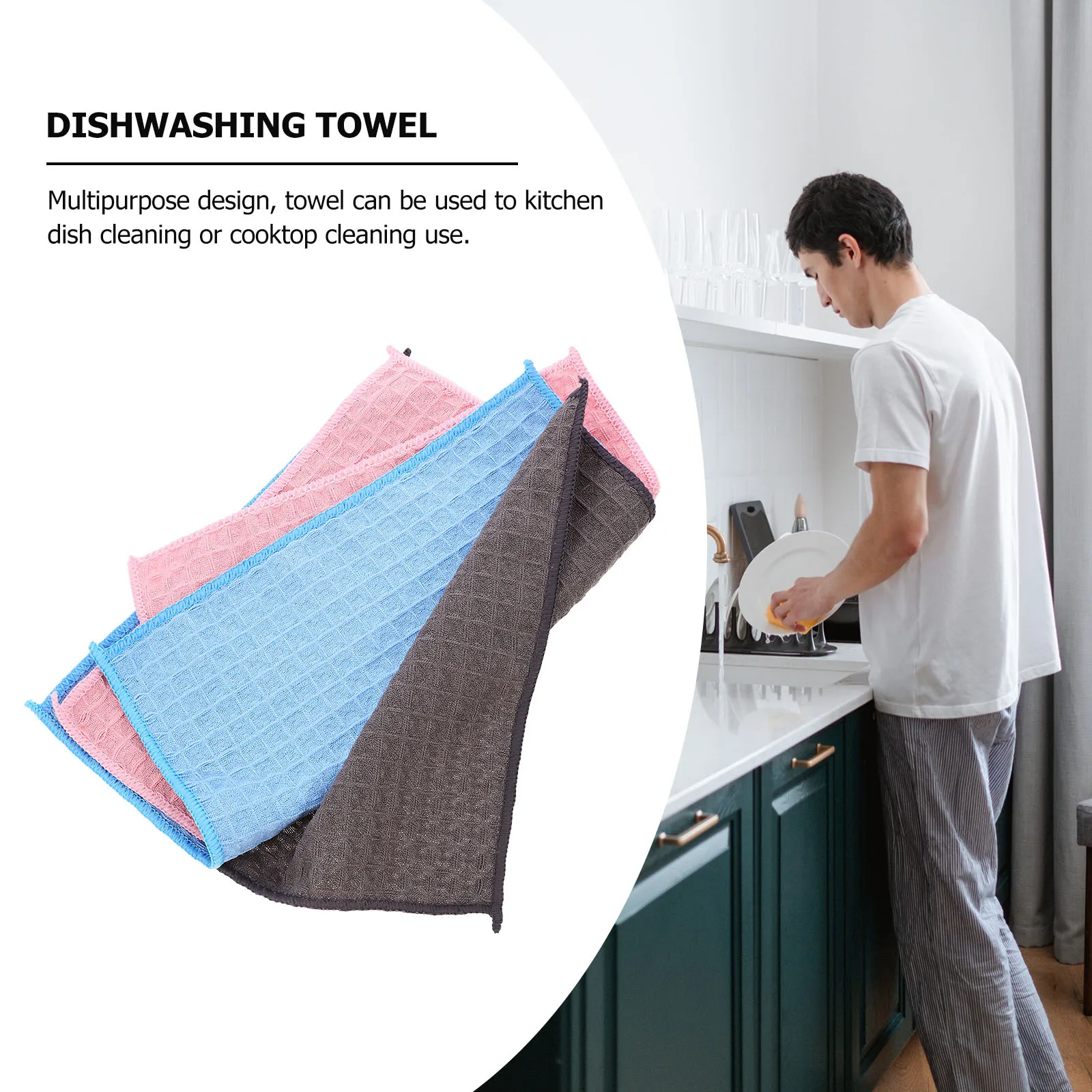 

6Pcs Kitchen Dishwashing Towel Soft Ultrafine Edge Grease Remover Multipurpose Cleaning Cloth Dishwashing Towel