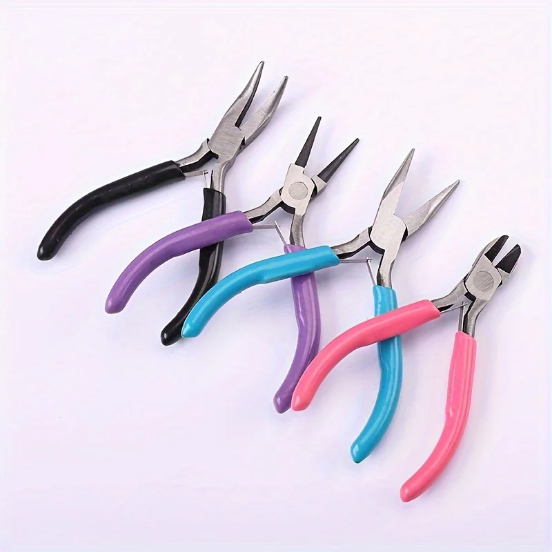 

4Pcs Jewelry Making Pliers Set,Colorful Comfort Grip Handles, Beading, Wire Wrapping, DIY Crafts, Repair Tool Kit