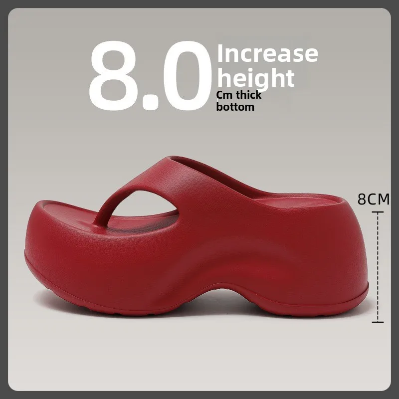 Thick Sole Platform Flip Flops Women Summer Beach Sandals Simple Comfortable Tall Outdoor Casual Breathable Lightweight Footwear