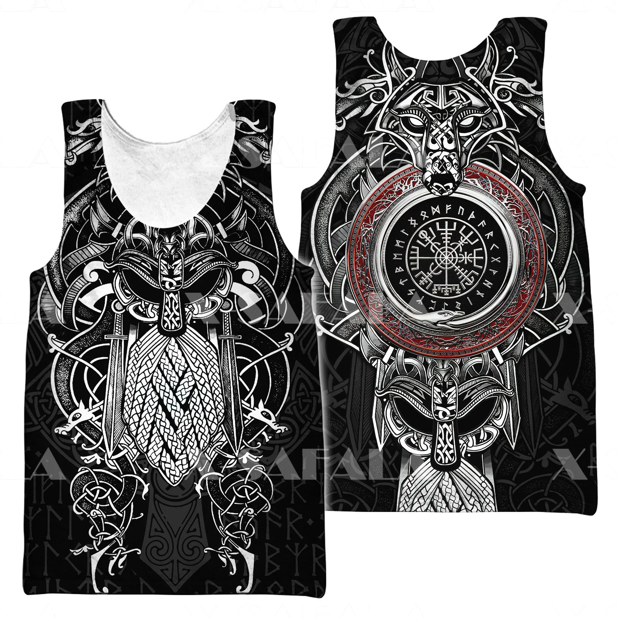 Odin Viking Symbol Tattoo Raven 3D Printed Men Shirt Vest Harajuku Fashion Sleeveless T-shirt Summer streetwear Tank Tops-2