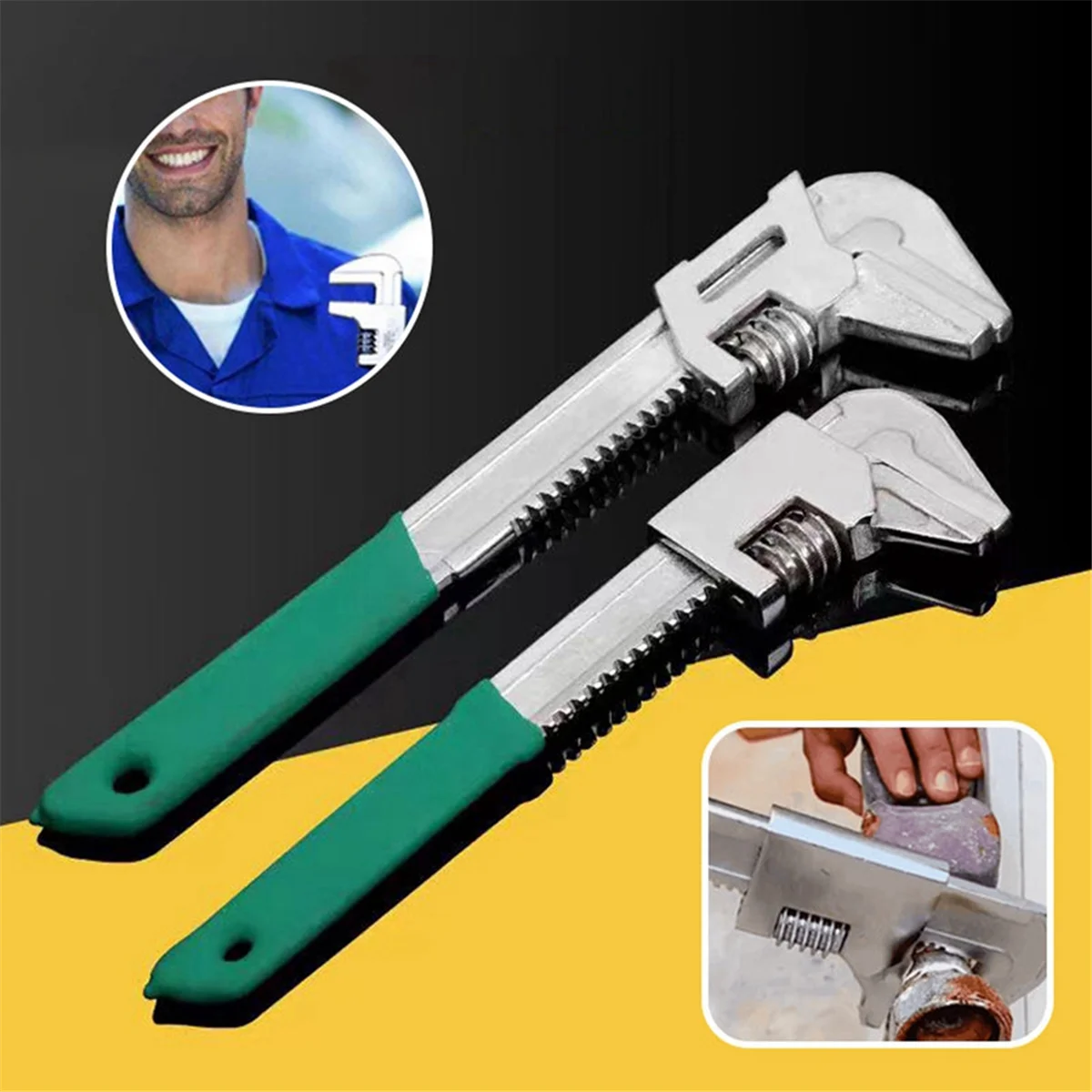 Versatile F-Type Adjustable Wrench Steel Multifunctional Bathroom Sink Wrench Household Large Open End Spanner 230mm