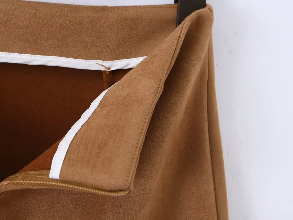 جديد الخريف الشتاء عالية الخصر الجلد المدبوغ تنّورة مجسّمة للنساء ميدي العجل ميدي حزمة طويلة الوركين عودة الشق التنانير الكاكي القهوة #6