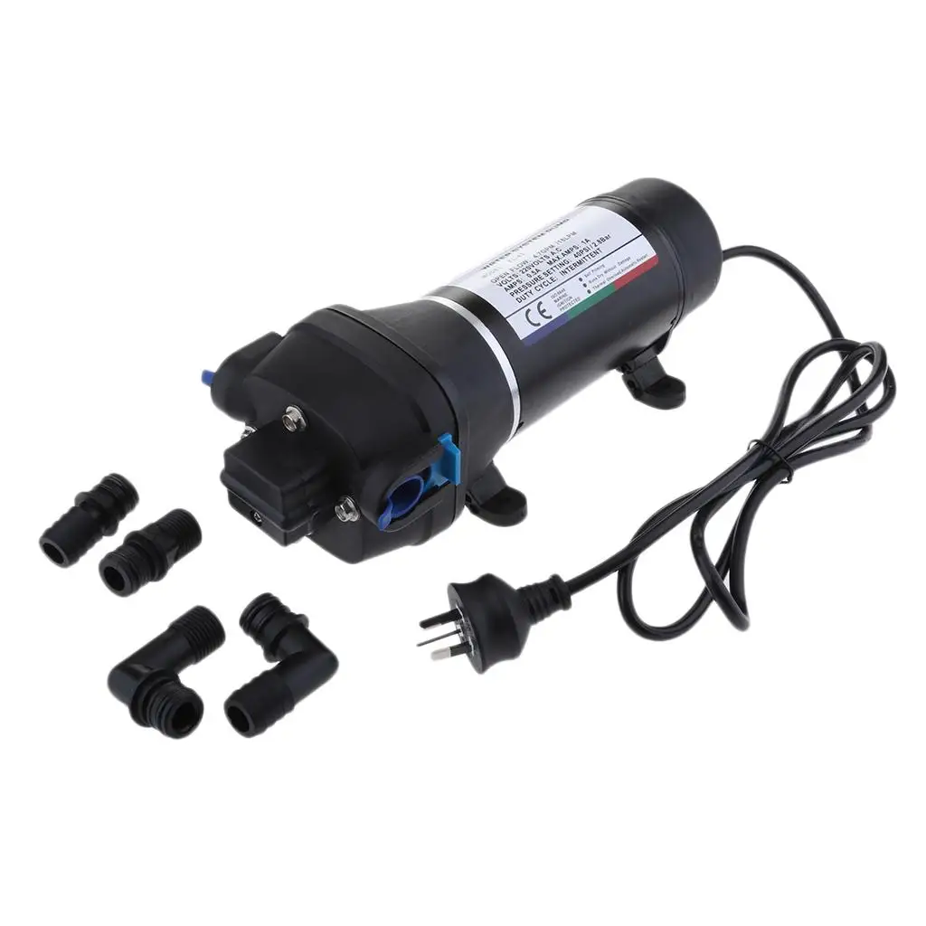 

Электрический самовсасывающий насос, диафрагма 220 В, 40 фунтов на квадратный дюйм, водяной двигатель для систем распыления лодок, защита от перегрева