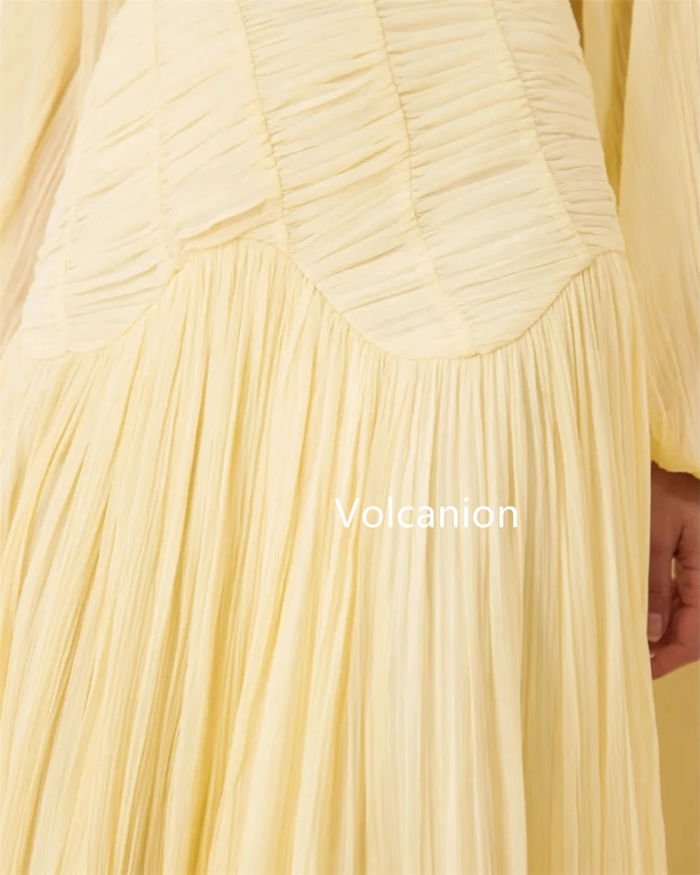 Customized Chiffon Pleat A-line O-Neck Midi Dresses Bespoke Occasion Homecoming Casual Simple Matching