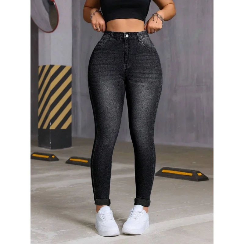 

Slim Fit Jeans Small Foot Denim Pants Women's Base Layer Pants Fashionable Comfortable Stretchy Blue Jeans High Waist Trousers