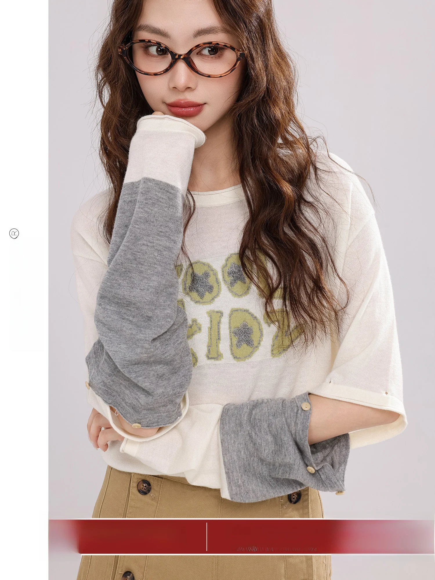 

Ay Salt adient Long Sve вязаный топ женский дизайн Sense съемный длинный све irt осенний новый повседневный свободный крой