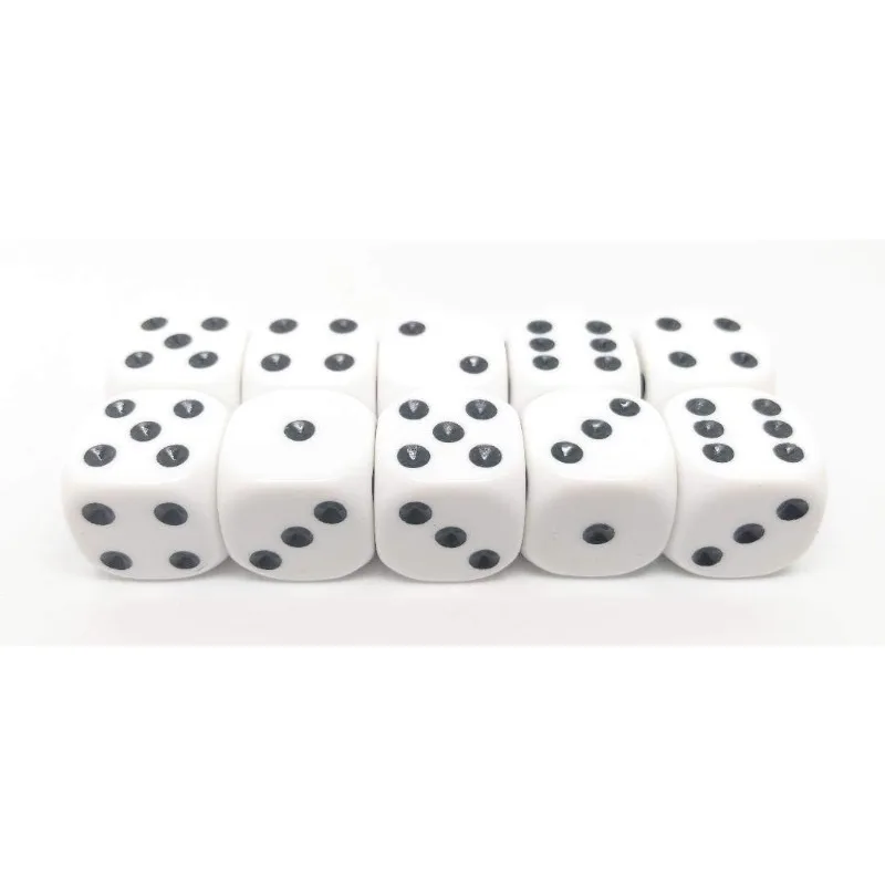 

10 Pcs/Lot 16mm Dice Set White Black Point Drinking Dice Acrylic White Round Corner D6 Points Dice Club Party