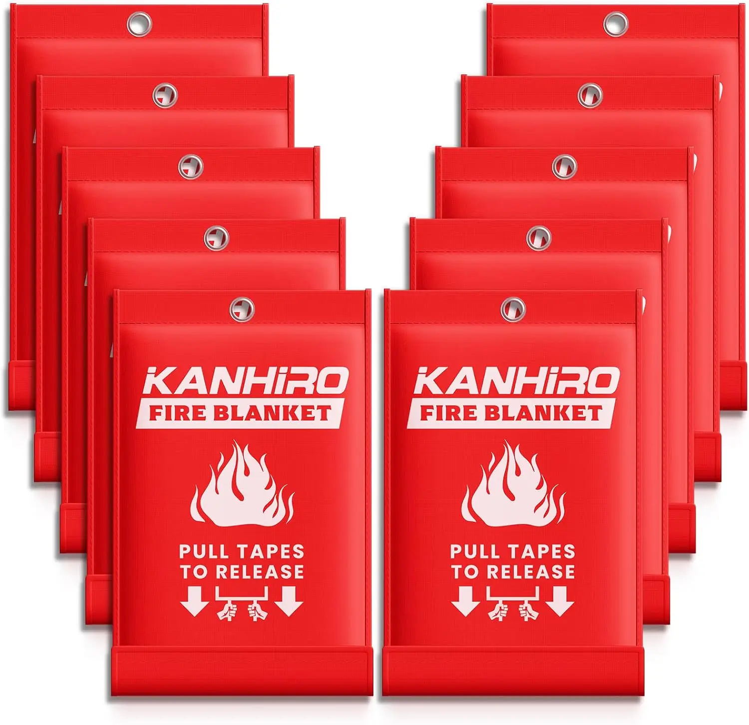 

Emergency Fire Blanket for Home Kitchen, School, Car, Office - Fiberglass Fire Suppression Blanket (10 Pack, 39x39 in)