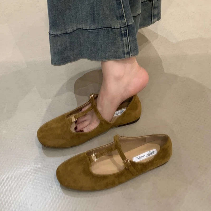 

SUOJIALUN 2025 Autumn New Brand Women Mary Jane Shoes Round Toe Shallow Slip On Ladies Casual Boat Shoes Soft Flat Heel Shoes