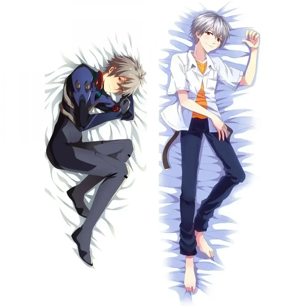 4size Japanese Anime EVA Dakimakura Pillow Case Nagisa Kaworu Hugging Body Pillowcase Cosplay Pillow Cover Otaku Halloween Gifts