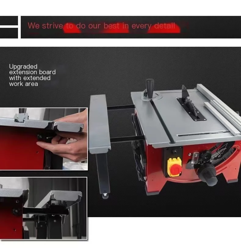 8 Inch Sliding Table Saw 220V Electric Woodworking Dustproof Cutting Machine Multi-Function Angle Adjustable 210MM Wooden Saw