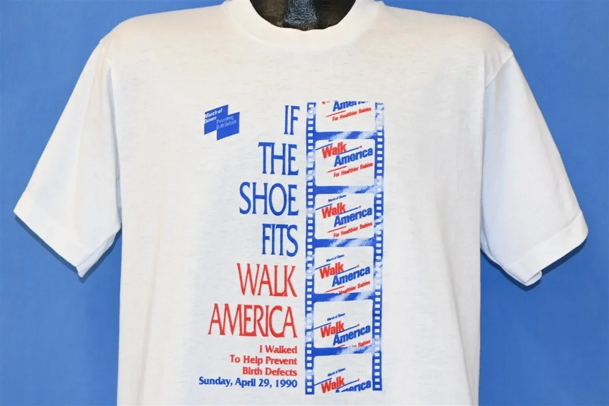 90s Walk America 1990 If the Shoe Fits Help Prevent Birth Defects T Shirt Large