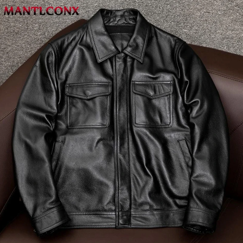 Zip Up Leather Jacket Men's Autumn Winter Vintage Motorcycle Jacket for Men Fashion Biker Leather Coats Male Outerwear Windbreak