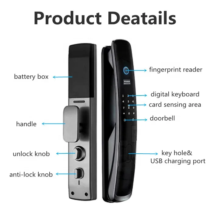 Tuya kontrol akses biometrik cerdas, kunci pintu otomatis Wifi rumah pintar cerradura inteligente